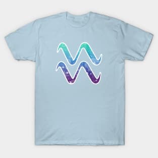 Aquarius Zodiac Symbol in Magical Mermaid Colors T-Shirt